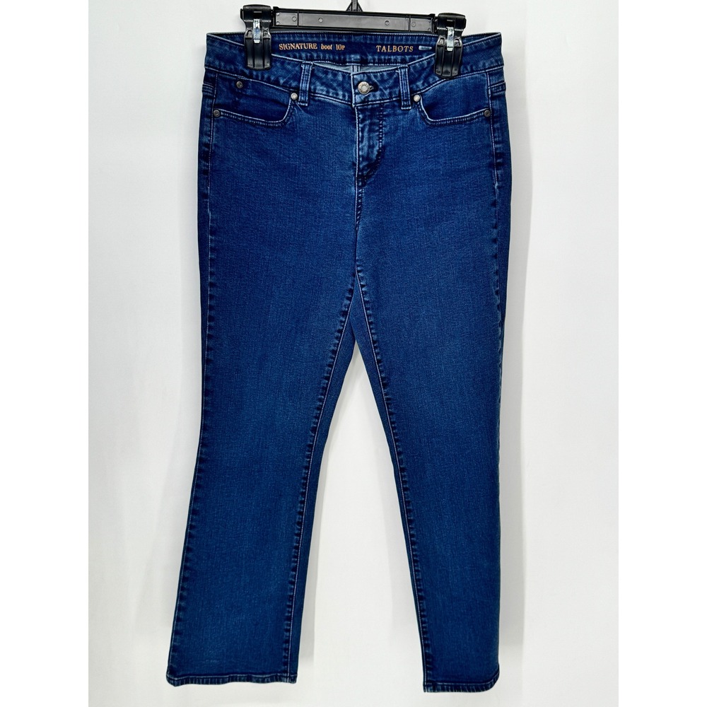 Talbots Signature Boot Jeans Women 10P Dark Blue Excellent Petite Mid Rise Denim